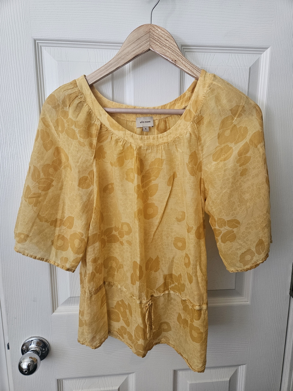 Ella Moss Yellow Floral Scoop-Neck Blouse